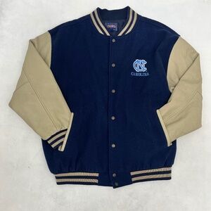 Champs Sports Mens Size XL Varsity Jacket Blue Beige North Carolina Tar Heels